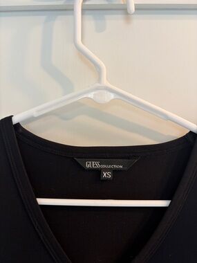 Guess Black Long Sleeve V-Neck Dress